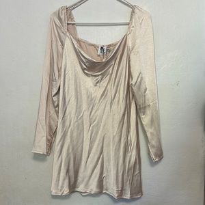 Princess Polly Champagne Long sleeve Cowlneck Petite Dress